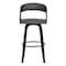 Armen Living Shelly 30" Bar Height Swivel Gray Faux Leather and Black Wood Bar Stool LCSHBAGRBL30 - alternate 3